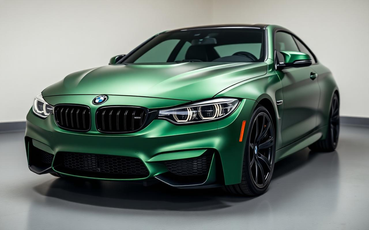 BMW M4 met satin matte midnight green wrap